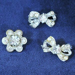 set of three vintage rhinestone brooches